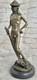 Signed Bronze Marble Statue Donatello David Slaying Goliath Male Classic