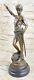 Signed Bronze Marble Statue Donatello David Slaying Goliath Male Classic Flesh