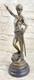 Signed Bronze Marble Statue Donatello David Slaying Goliath Male Nude Classical