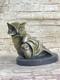 Signed Bronze Owl Sculpture By Barye With Marble Base, Art Deco Style, Hot Cast
