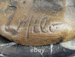 Signed Bronze Owl Sculpture on Marble Base, Wild Animal Art