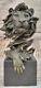 "signed Bronze Royal Lion Statue Sculpture With Marble Base Figurine Art"