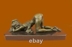 Signed Bronze Sculpture Art Deco Chair Very Detailed Erotic Statue On Marble