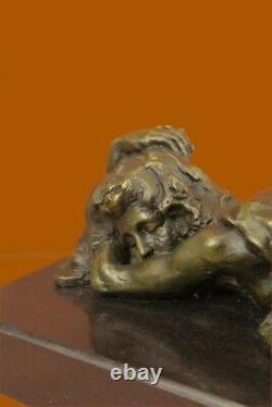 Signed Bronze Sculpture Art Deco Chair Very Detailed Erotic Statue On Marble