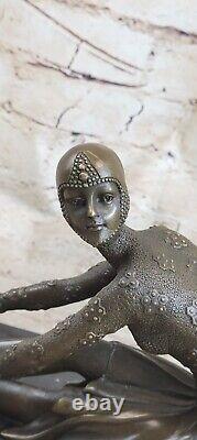 Signed Bronze Sculpture Art Deco Very Detailed D. Chiparus Statue on Marble