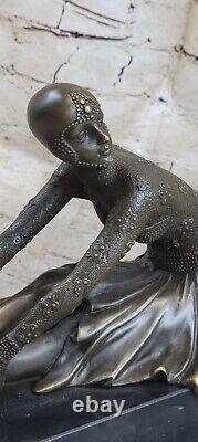 Signed Bronze Sculpture Art Deco Very Detailed D. Chiparus Statue on Marble