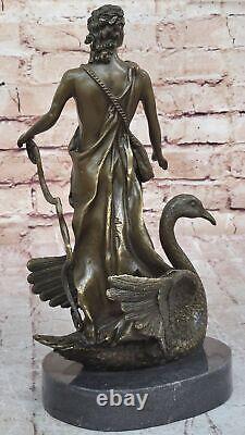 Signed Bronze Sculpture Chair Male Mythology Art Detailed Statue on Marble Base