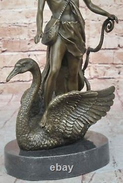 Signed Bronze Sculpture Chair Male Mythology Art Detailed Statue on Marble Base