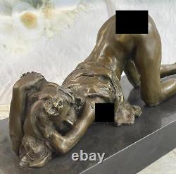 Signed Bronze Sculpture Chair Very Detailed Erotic Statue on Marble Nr Ouvre