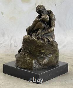 Signed Bronze Sculpture French Rodin The Classic Bisou Statue on Marble