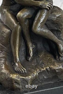 Signed Bronze Sculpture French Rodin The Classic Bisou Statue on Marble