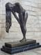 Signed Bronze Sculpture, High-quality Art Deco Nude Girl, Marble Base Art