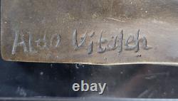 Signed Bronze Sculpture, High-Quality Art Deco Nude Girl, Marble Base Art