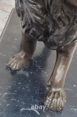 Signed Bronze Sculpture “Lost” Solid Wax Lion Animal Art Marble Base F