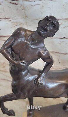 Signed Bronze Sculpture Mythology Art Centaur Highly Detailed Statue on Marble