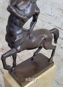 Signed Bronze Sculpture Mythology Art Centaur Highly Detailed Statue on Marble