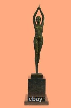 Signed Bronze Sculpture Rare Art Deco Chiparus Statue Marble Base Bust Deal