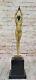 Signed Bronze Sculpture Rare Art Deco Chiparus Statue On Marble Base Gold Patina