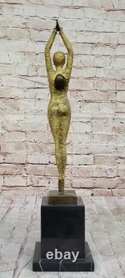 Signed Bronze Sculpture Rare Art Deco Chiparus Statue on Marble Base with Gold Patina