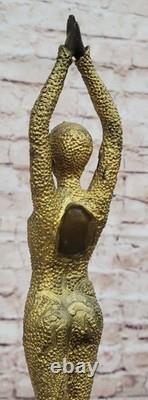 Signed Bronze Sculpture Rare Art Deco Chiparus Statue on Marble Base with Gold Patina