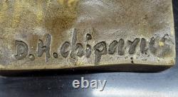 Signed Bronze Sculpture Rare Art Deco Chiparus Statue on Marble Base with Gold Patina