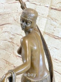 Signed Bronze Sculpture of a Beautiful Dancer with a Ribbon on a Marble Base