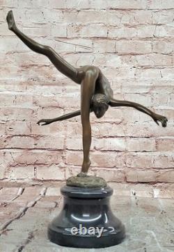 Signed Bronze Sculpture of a Dancer Figurine in Marble, Art Deco 14