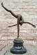 Signed Bronze Sculpture Of A Dancer Figurine In Marble, Art Deco 14