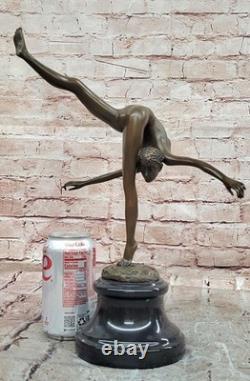 Signed Bronze Sculpture of a Dancer Figurine in Marble, Art Deco 14