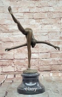 Signed Bronze Sculpture of a Dancer Figurine in Marble, Art Deco 14