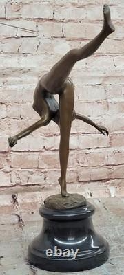 Signed Bronze Sculpture of a Dancer Figurine in Marble, Art Deco 14