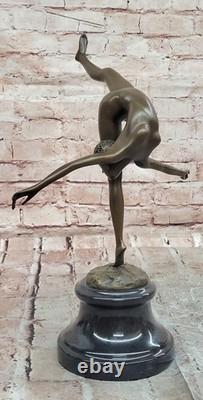 Signed Bronze Sculpture of a Dancer Figurine in Marble, Art Deco 14