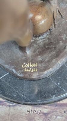 Signed Bronze Statue Art Deco Gymnast Sculpture on Marble Base