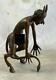Signed Bronze Statue Chair Erotic Detailed Satyr Marble Dirty Sculpture Nr