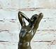 Signed Bronze Statue Gay Art Deco Nude Sculpture Figurine Marble Base Art Figurine