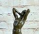 Signed Bronze Statue Gay Art Deco Nude Sculpture Figurine Marble Base Art Statue