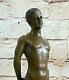 Signed Bronze Statue Male Gay Modern Art Sculpture On Marble Base