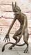 Signed Bronze Statue Of An Erotic Nude Satyr Faun Sculpture Detail On Marble