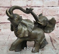 Signed Bronze and Marble Sculpture by Barye: Elephant Good Luck Figure Statue