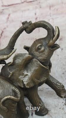 Signed Bronze and Marble Sculpture by Barye: Elephant Good Luck Figure Statue