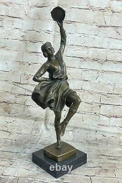 Signed Bruno Zach Bonding Dancer Bronze Marble Sculpture Statue Figure