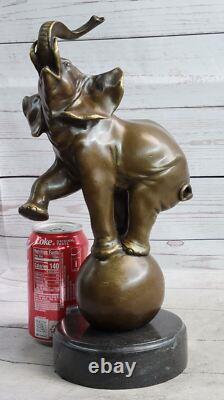 Signed Bugatti Asian Bronze Sculpture on Marble Base Art Figurine