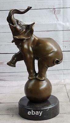 Signed Bugatti Asian Bronze Sculpture on Marble Base Art Figurine