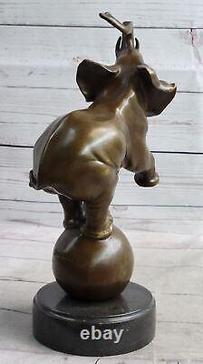 Signed Bugatti Asian Bronze Sculpture on Marble Base Art Figurine