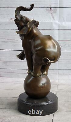 Signed Bugatti Bronze Asian Sculpture on Marble Base Figurine