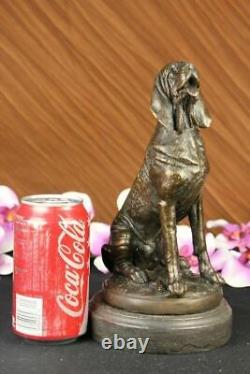 Signed Cain Bloodhound Bronze Marble Animal Dog Figurine Man's