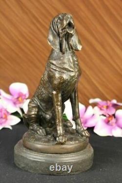 Signed Cain Bloodhound Bronze Marble Sculpture Animal Dog Figurine Man`s