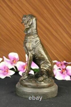 Signed Cain Bloodhound Bronze Marble Sculpture Animal Dog Figurine Man`s
