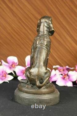 Signed Cain Bloodhound Bronze Marble Sculpture Animal Dog Figurine Man's