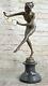Signed Chair Acrobat Women Bronze Sculpture Marble Statue Art Deco Font Figure
